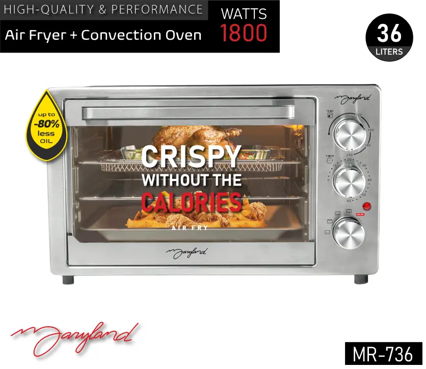 HORNO ELECTRICO CON AIR FRYER MARYLAND MR-736 AIR 36 LITROS 1800W