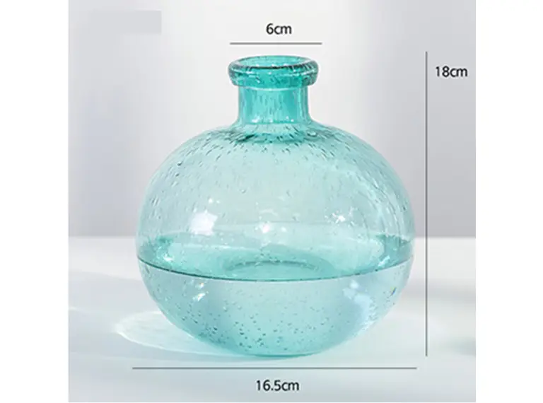 JARRÓN JV-V18 VIDRIO CELESTE PARA DECORACIÓN 18X16.5X6 CM