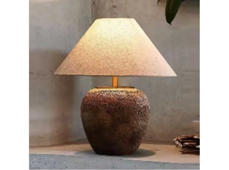 LAMPARA LAM-V013 DE MESA RÚSTICA NEGRA DE CERÁMICA HECHA A MANO 53CM