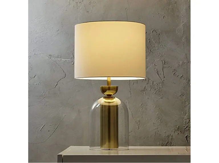 LAMPARAS LAM-V017 DE MESA DE NOCHE DE CRISTAL CON PANTALLA DE TELA 58CM