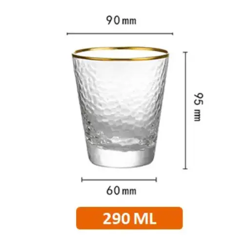 VASO 290ML CRISTAL BASE PESADA BORDE DORADO