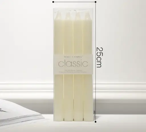 [V4PN25CM] JUEGO DE 4 VELAS V4PN25CM CÓNICAS HECHAS A MANO 25CM