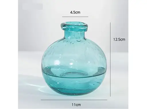 [JV-V12] JARRÓN JV-V12 VIDRIO CELESTE PARA DECORACIÓN 12.5X11X4.5CM