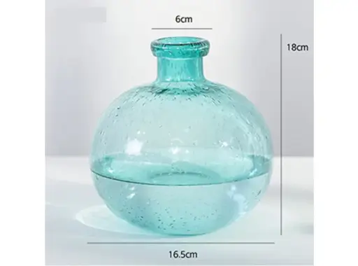 [JV-V18] JARRÓN JV-V18 VIDRIO CELESTE PARA DECORACIÓN 18X16.5X6 CM