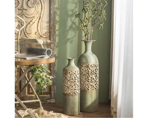 [ A2403 ] JARRON A2403 FLORERO VINTAGE, ADORNO HECHO A MANO, ARREGLO DE FLORES 52CM