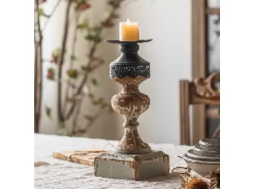 [A1748] PORTAVELAS A1748 RUSTICO HECHO A MANO 34.5cm