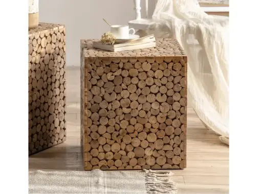 [228H2044] MESA DE CENTRO 228H2044 DESGASTADA DE MADERA MACIZA 45CM