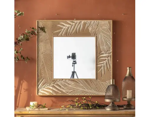 [ A2445 ] ESPEJO A2445 VINTAGE CUADRADO COLGANTE MADERA